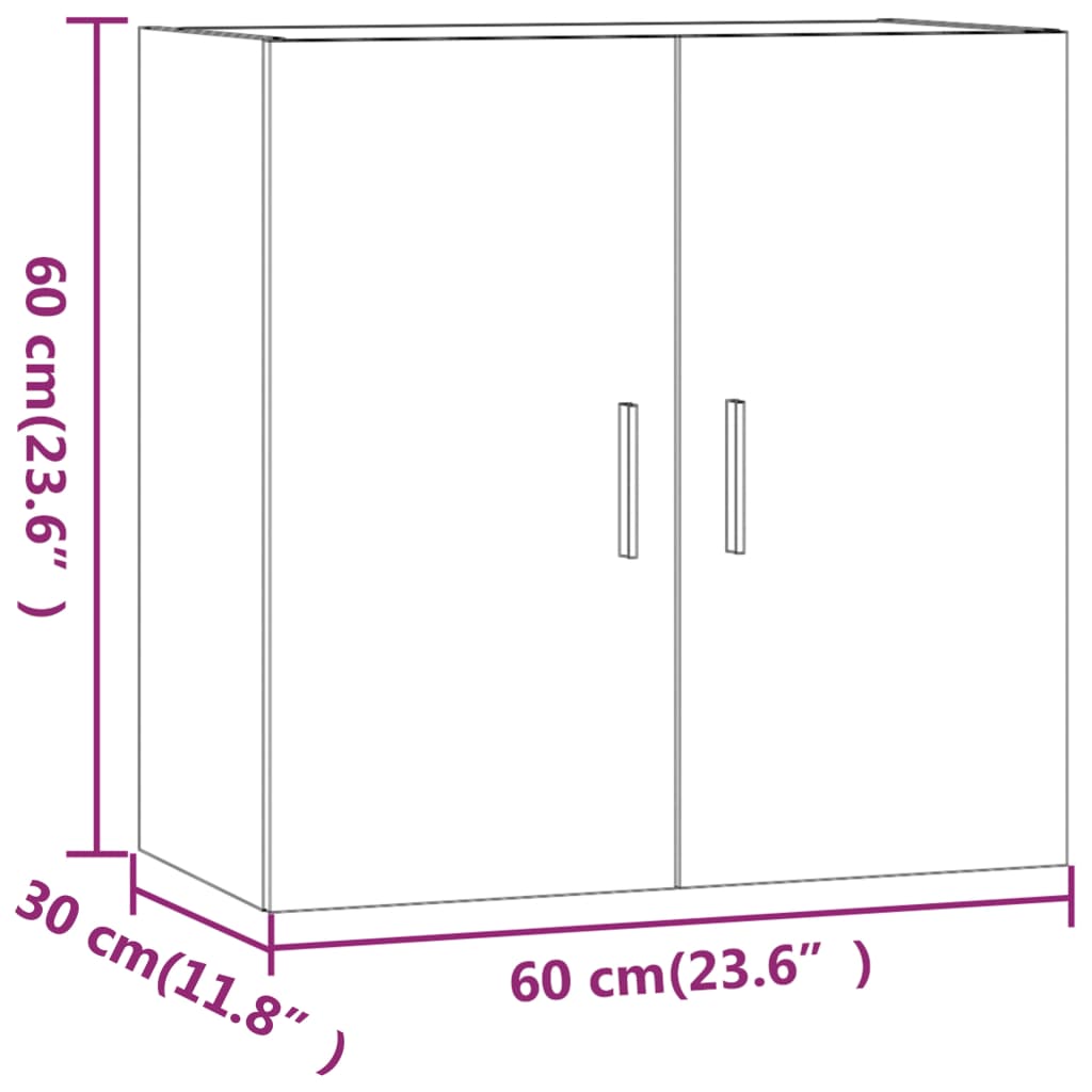 vidaXL Wandschrank Schwarz 60x30x60 cm Holzwerkstoff