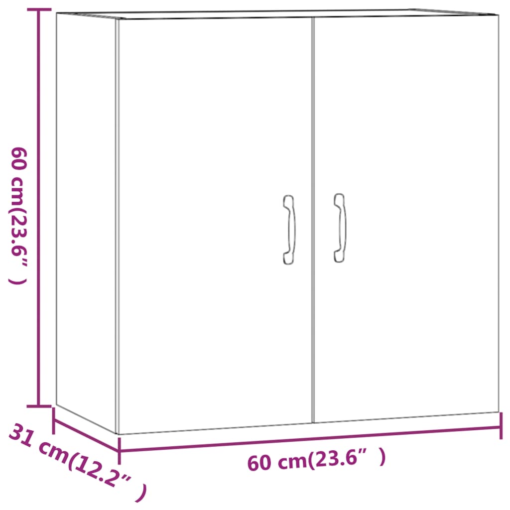 vidaXL Wandschrank Schwarz 60x31x60 cm Holzwerkstoff