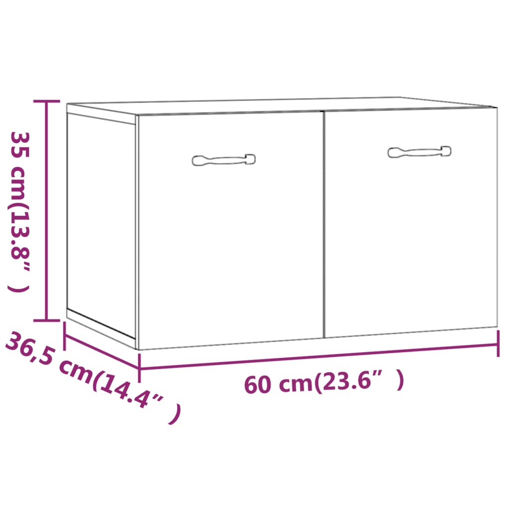 vidaXL Wandschrank Schwarz 60x36,5x35 cm Holzwerkstoff