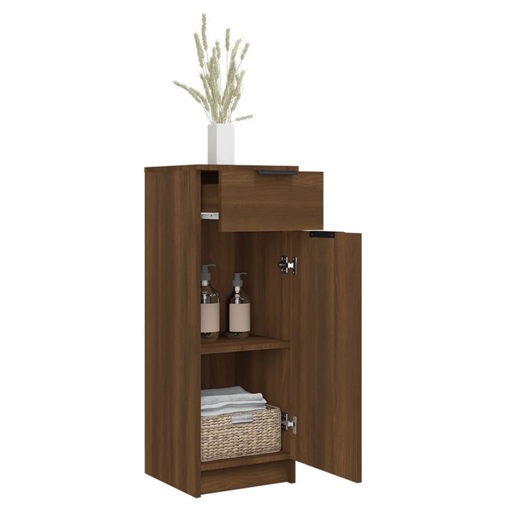 vidaXL Badezimmerschrank Braun Eiche 32x34x90 cm Holzwerkstoff