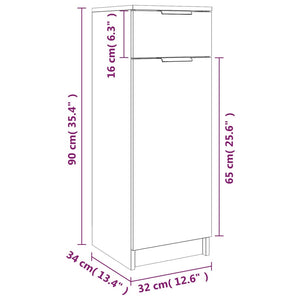 vidaXL Badezimmerschrank Braun Eiche 32x34x90 cm Holzwerkstoff