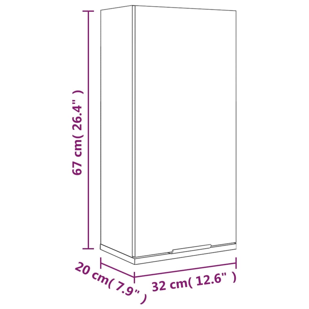 vidaXL Wand-Badschrank Räuchereiche 32x20x67 cm