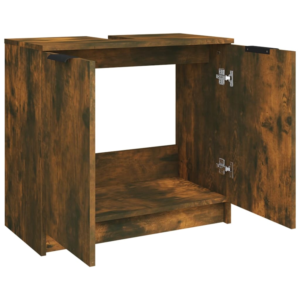 vidaXL Badezimmerschrank Räuchereiche 64,5x33,5x59 cm Holzwerkstoff