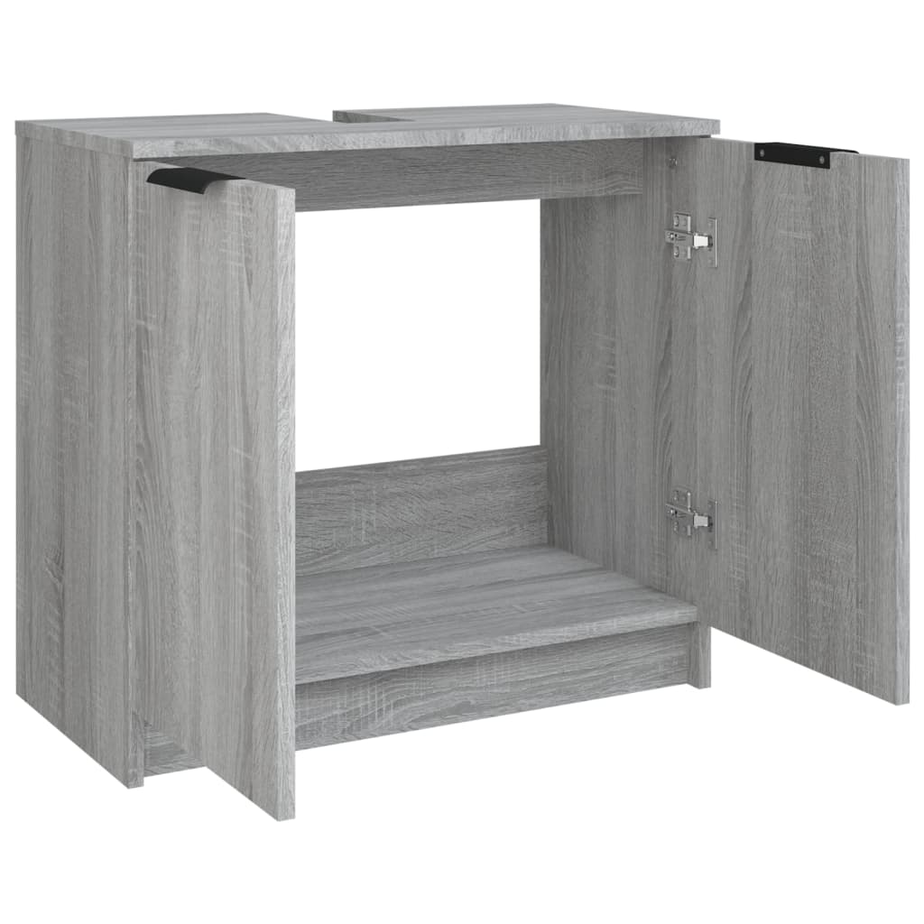 vidaXL Badezimmerschrank Grau Sonoma 64,5x33,5x59 cm Holzwerkstoff