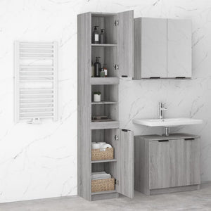 Badschrank Grau Sonoma 32x34x188,5 cm Holzwerkstoff Stilecasa