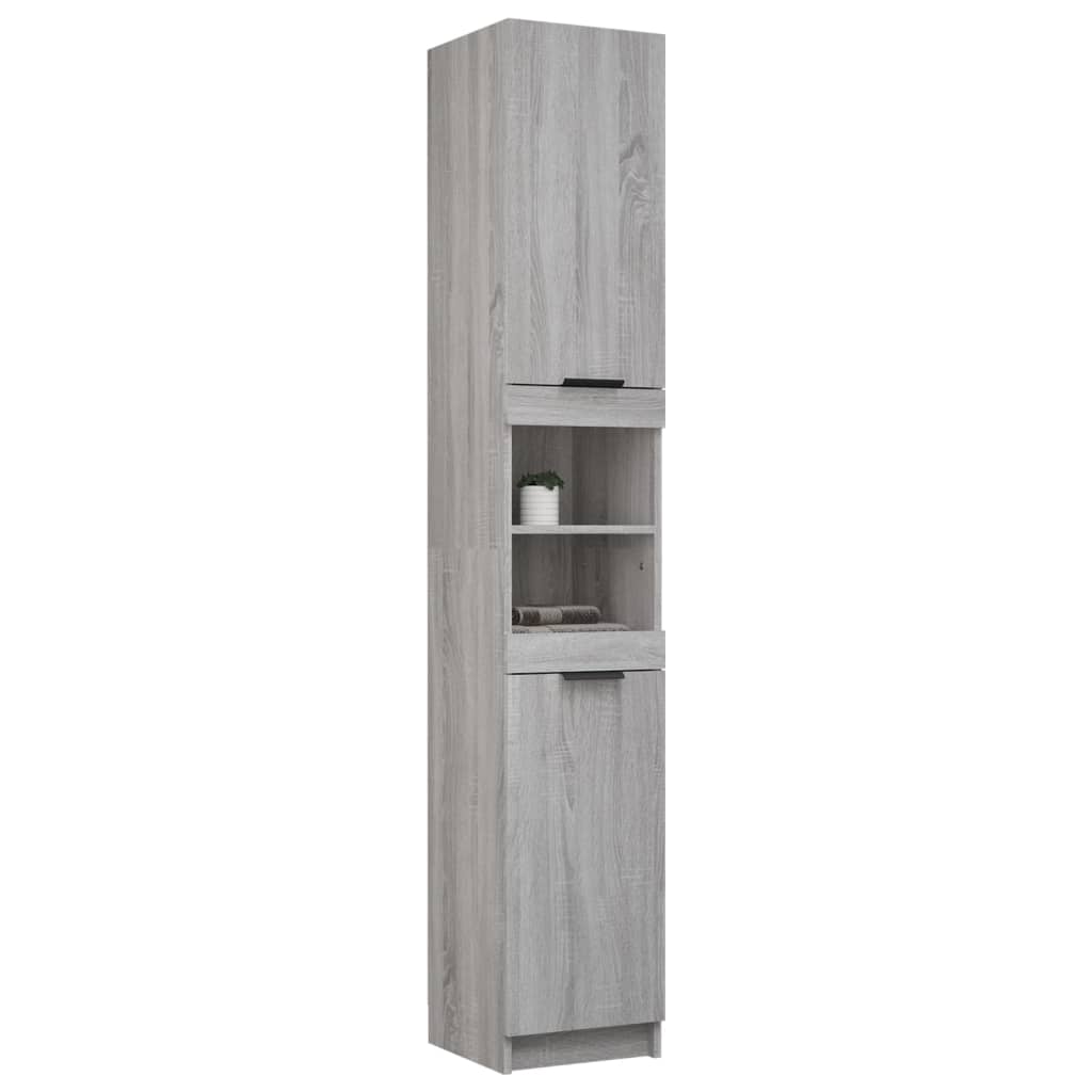 Badschrank Grau Sonoma 32x34x188,5 cm Holzwerkstoff Stilecasa