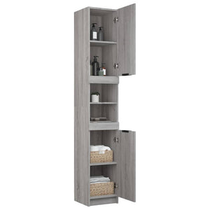 Badschrank Grau Sonoma 32x34x188,5 cm Holzwerkstoff Stilecasa