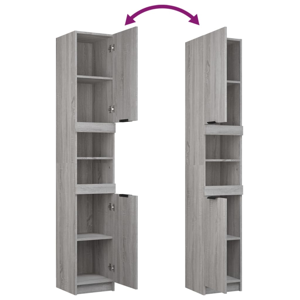 Badschrank Grau Sonoma 32x34x188,5 cm Holzwerkstoff Stilecasa