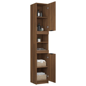 Badschrank Braun Eichen-Optik 32x34x188,5 cm Holzwerkstoff Stilecasa