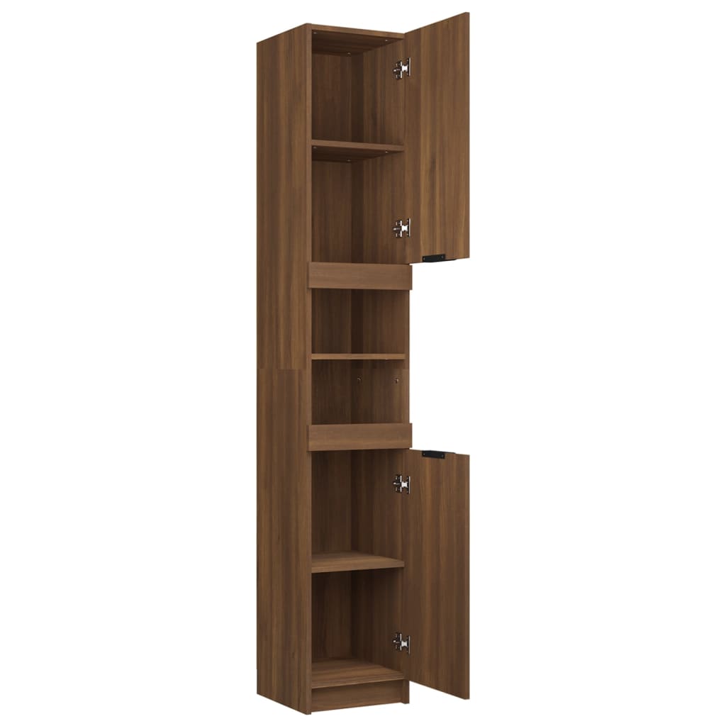 Badschrank Braun Eichen-Optik 32x34x188,5 cm Holzwerkstoff Stilecasa