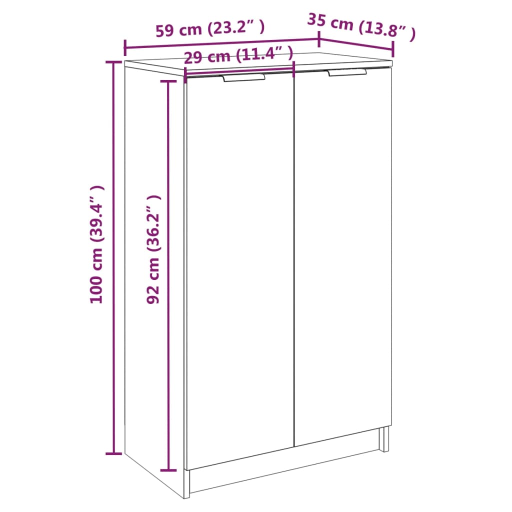 Schuhschrank Räuchereiche 59x35x100 cm Holzwerkstoff Stilecasa