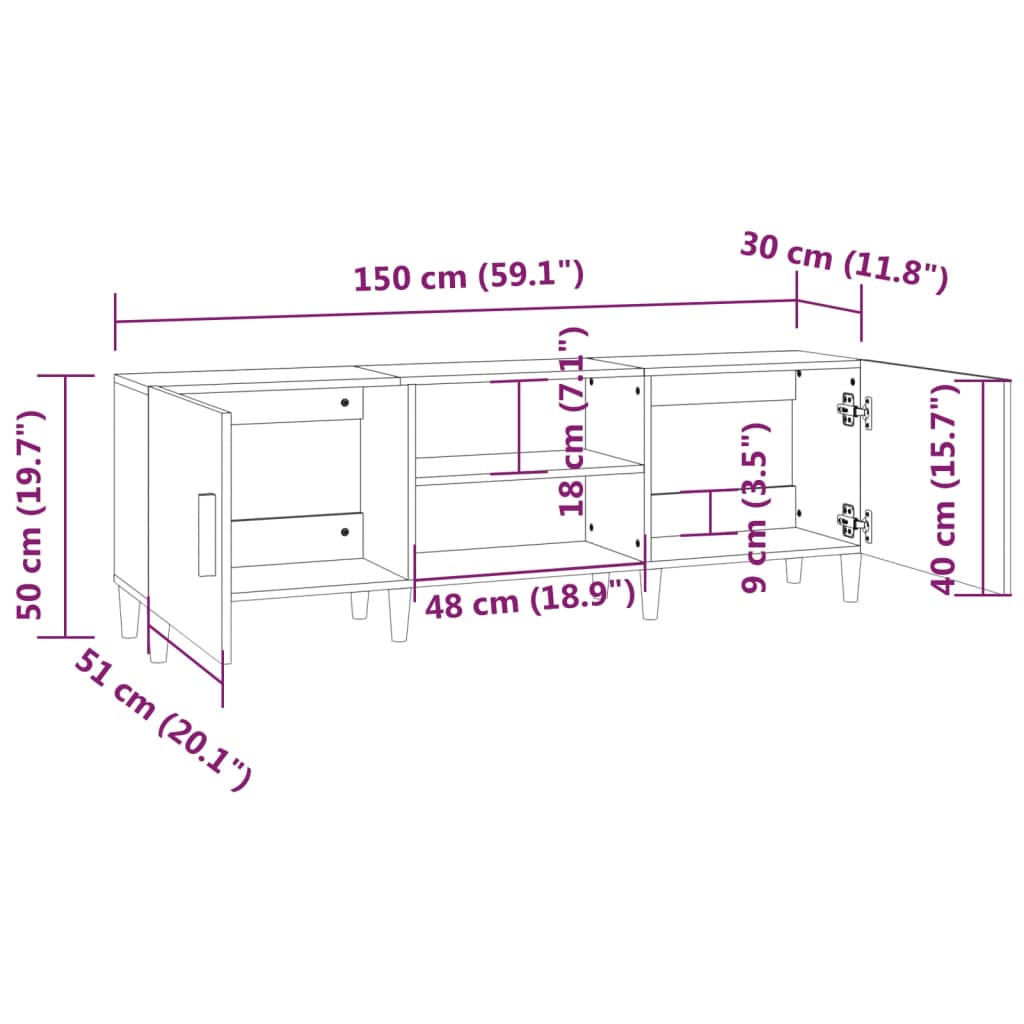 TV-Schrank Grau Sonoma 150x30x50 cm Holzwerkstoff Stilecasa