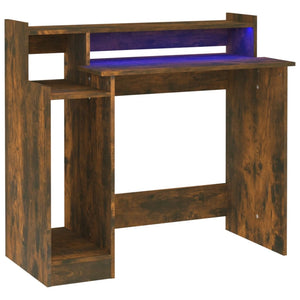 Schreibtisch mit LEDs Räuchereiche 97x45x90 cm Holzwerkstoff Stilecasa