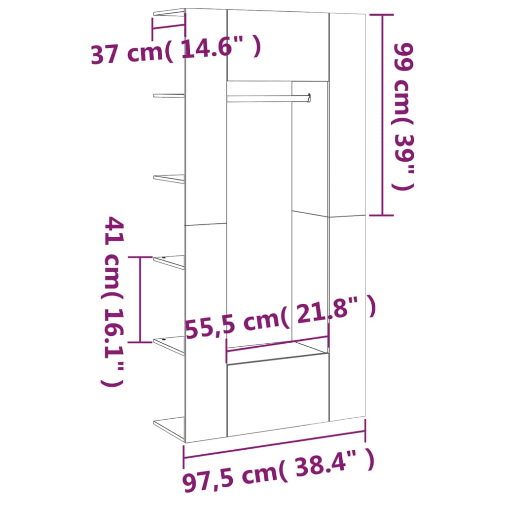 vidaXL Flurschränke 2 Stk. Räuchereiche Holzwerkstoff