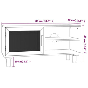 vidaXL TV-Schrank Weiß 80x30x40 cm Massivholz Kiefer und Natur-Rattan