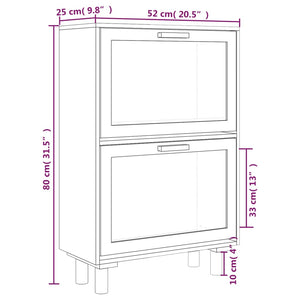 Schuhschrank Weiß 52x25x80 cm Holzwerkstoff & Rattan Natur Stilecasa