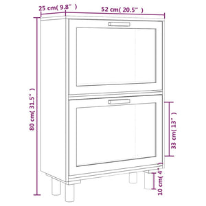 Schuhschrank Braun 52x25x80 cm Holzwerkstoff & Rattan Natur