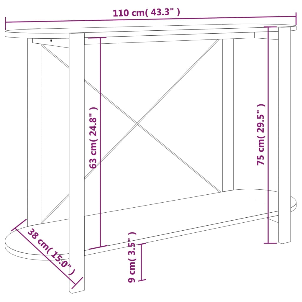 vidaXL Konsolentisch Weiß 110x38x75 cm Holzwerkstoff