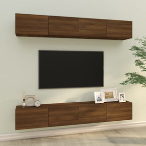 vidaXL TV-Wandschränke 4 Stk. Braun Eiche 100x30x30 cm