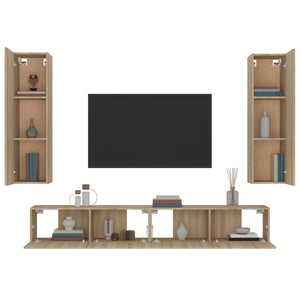 vidaXL 4-tlg. TV-Schrank-Set Sonoma-Eiche Holzwerkstoff