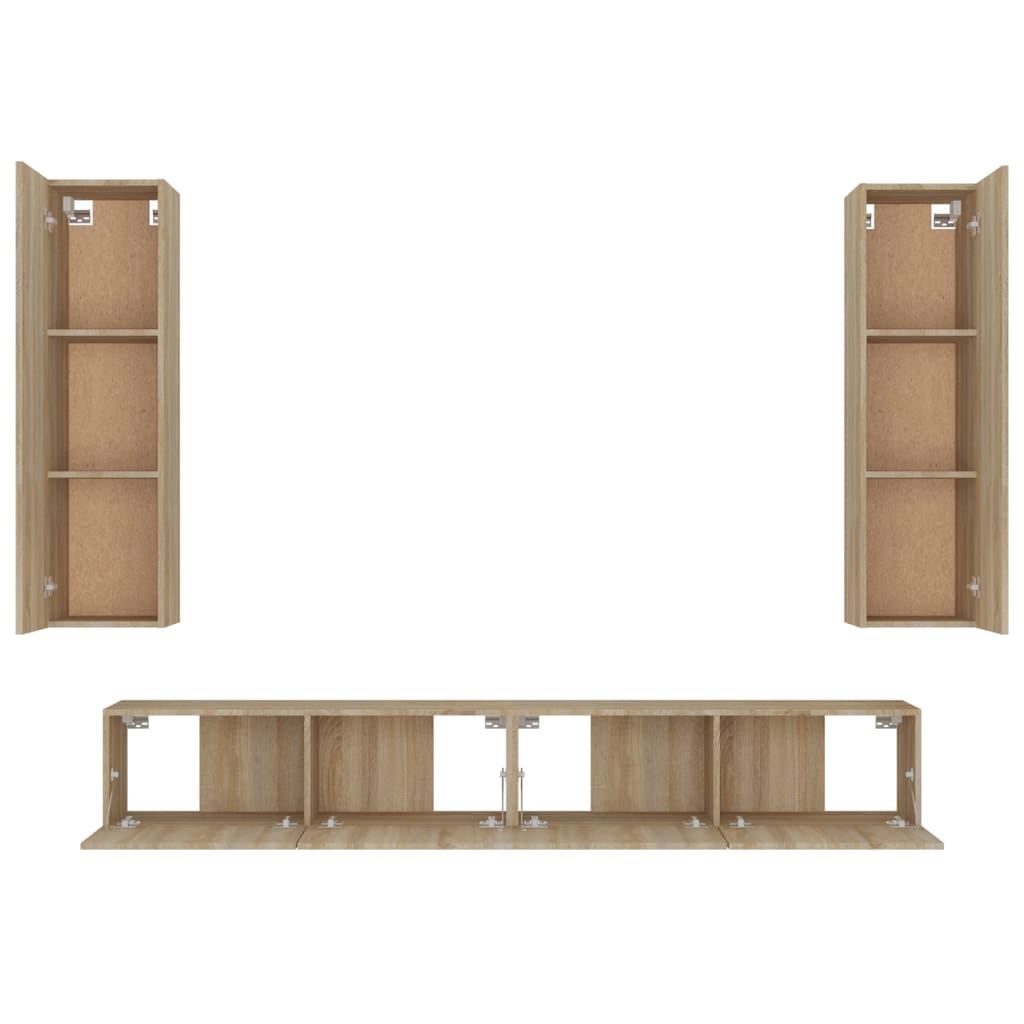 vidaXL 4-tlg. TV-Schrank-Set Sonoma-Eiche Holzwerkstoff