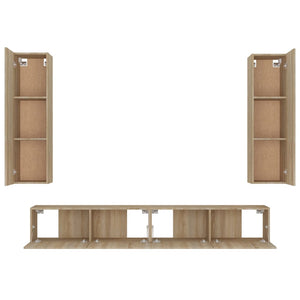 vidaXL 4-tlg. TV-Schrank-Set Sonoma-Eiche Holzwerkstoff