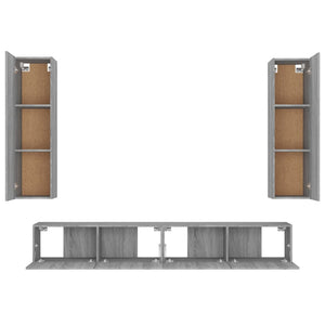 vidaXL 4-tlg. TV-Schrank-Set Grau Sonoma Holzwerkstoff