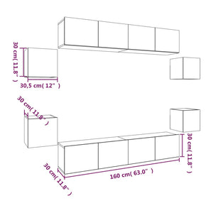 vidaXL 8-tlg. TV-Schrank-Set Räuchereiche Holzwerkstoff