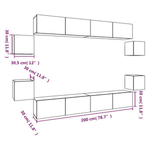 8-tlg. TV-Schrank-Set Braun Eichen-Optik Holzwerkstoff