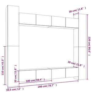 vidaXL 8-tlg. TV-Schrank-Set Grau Sonoma Holzwerkstoff