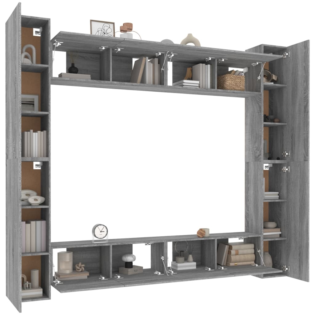 vidaXL 8-tlg. TV-Schrank-Set Grau Sonoma Holzwerkstoff