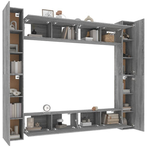 vidaXL 8-tlg. TV-Schrank-Set Grau Sonoma Holzwerkstoff