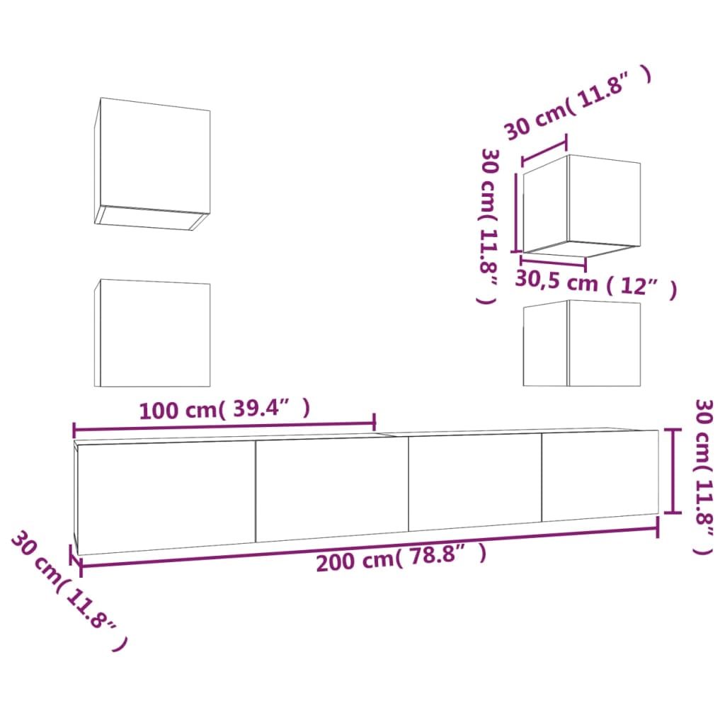 vidaXL 6-tlg. TV-Schrank-Set Sonoma-Eiche Holzwerkstoff