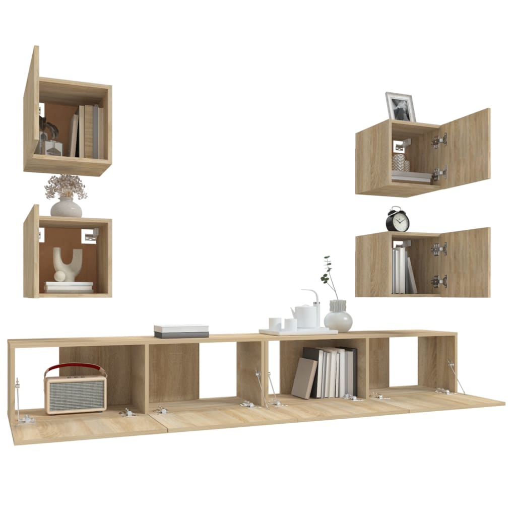 vidaXL 6-tlg. TV-Schrank-Set Sonoma-Eiche Holzwerkstoff