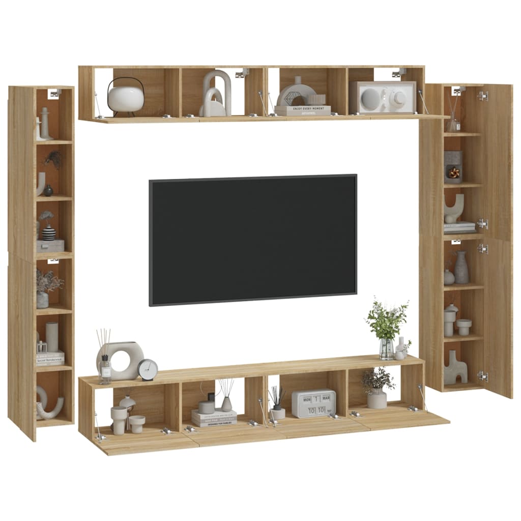 vidaXL 8-tlg. TV-Schrank-Set Sonoma-Eiche Holzwerkstoff