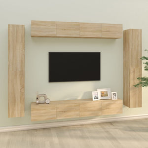 vidaXL 8-tlg. TV-Schrank-Set Sonoma-Eiche Holzwerkstoff