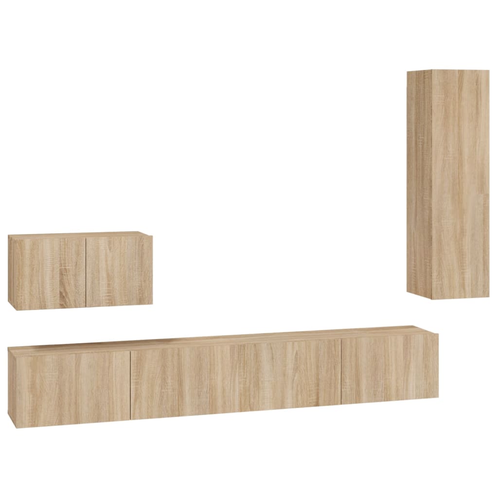 vidaXL 4-tlg. TV-Schrank-Set Sonoma-Eiche Holzwerkstoff