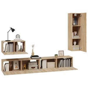 vidaXL 4-tlg. TV-Schrank-Set Sonoma-Eiche Holzwerkstoff