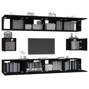 vidaXL 6-tlg. TV-Schrank-Set Schwarz Holzwerkstoff