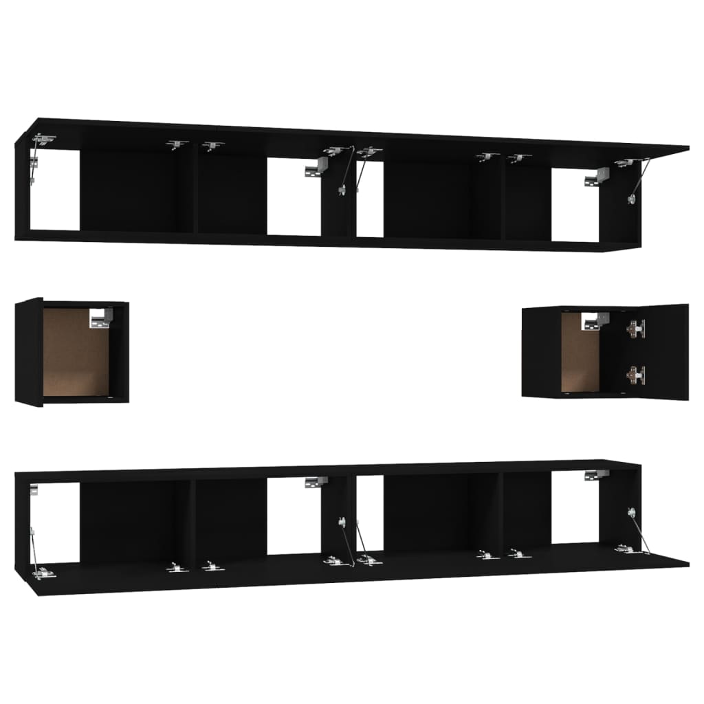 vidaXL 6-tlg. TV-Schrank-Set Schwarz Holzwerkstoff