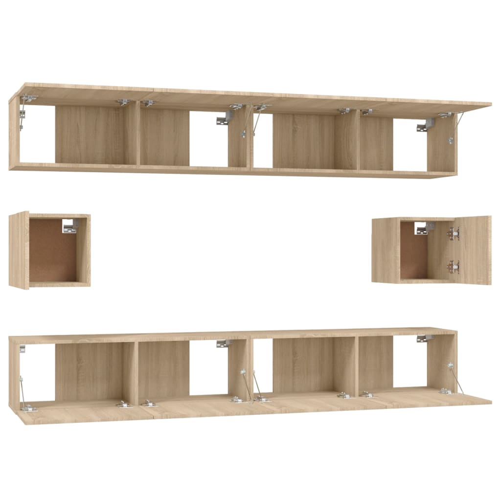 vidaXL 6-tlg. TV-Schrank-Set Sonoma-Eiche Holzwerkstoff