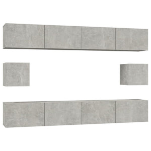 vidaXL 6-tlg. TV-Schrank-Set Betongrau Holzwerkstoff