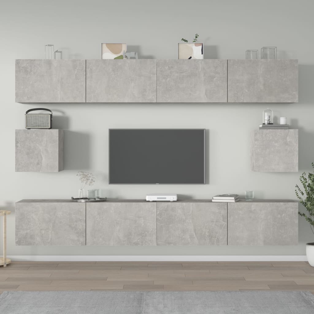 vidaXL 6-tlg. TV-Schrank-Set Betongrau Holzwerkstoff