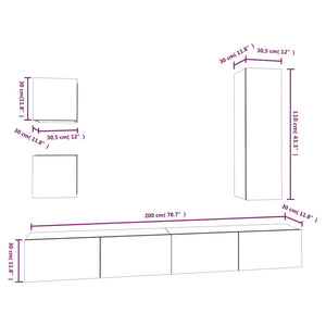 vidaXL 5-tlg. TV-Schrank-Set Räuchereiche Holzwerkstoff