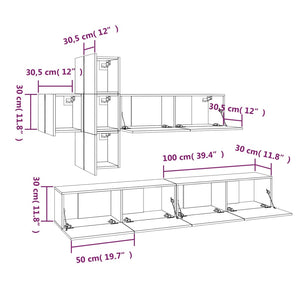 vidaXL 7-tlg. TV-Schrank-Set Räuchereiche Holzwerkstoff