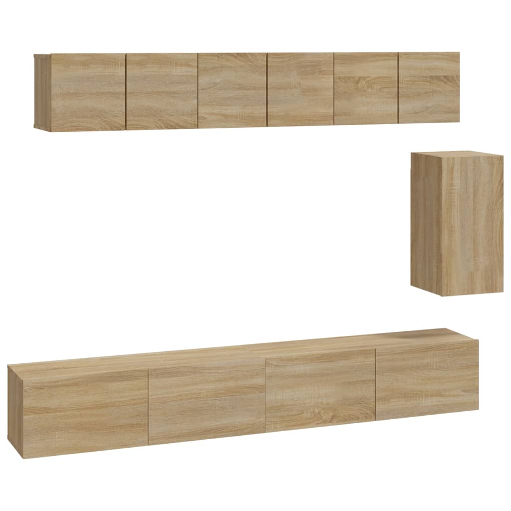 vidaXL 6-tlg. TV-Schrank-Set Sonoma-Eiche Holzwerkstoff