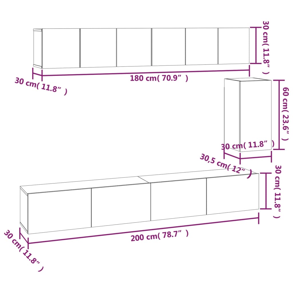 vidaXL 6-tlg. TV-Schrank-Set Sonoma-Eiche Holzwerkstoff