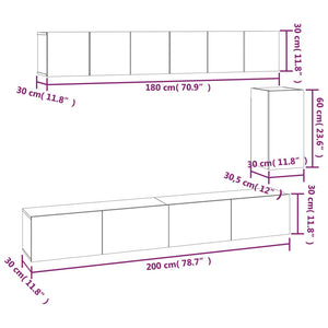 vidaXL 6-tlg. TV-Schrank-Set Sonoma-Eiche Holzwerkstoff