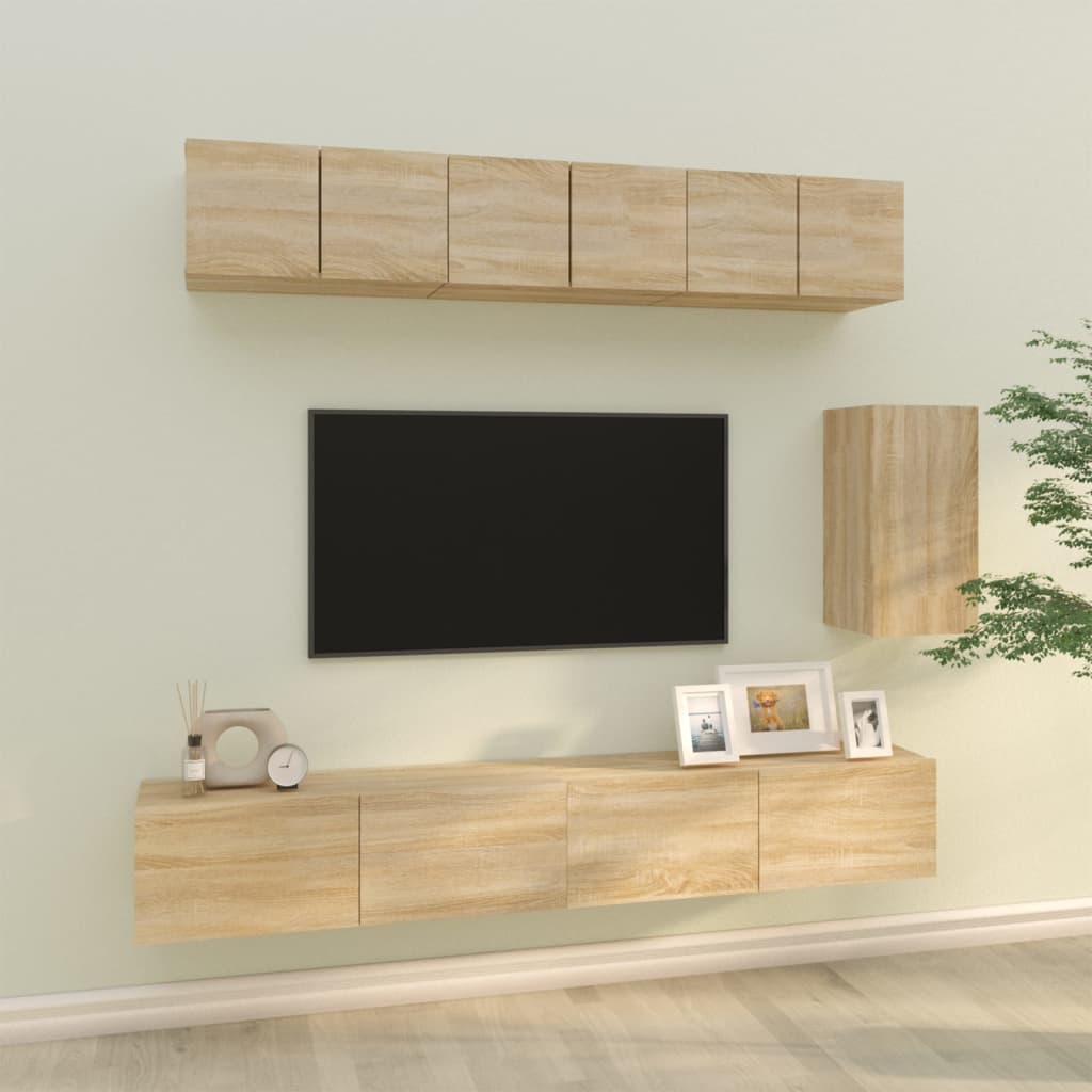 vidaXL 6-tlg. TV-Schrank-Set Sonoma-Eiche Holzwerkstoff