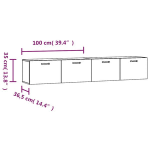 vidaXL Wandschränke 2 Stk. Schwarz 100x36,5x35 cm Holzwerkstoff